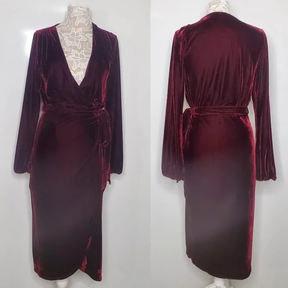 Lovers + Friends Adrianne Midi Dress in Wine Red - Picture 3 of 8
